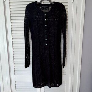 Marc by Marc Jacobs pointelle knit dress medium black wool mohair sheer knee